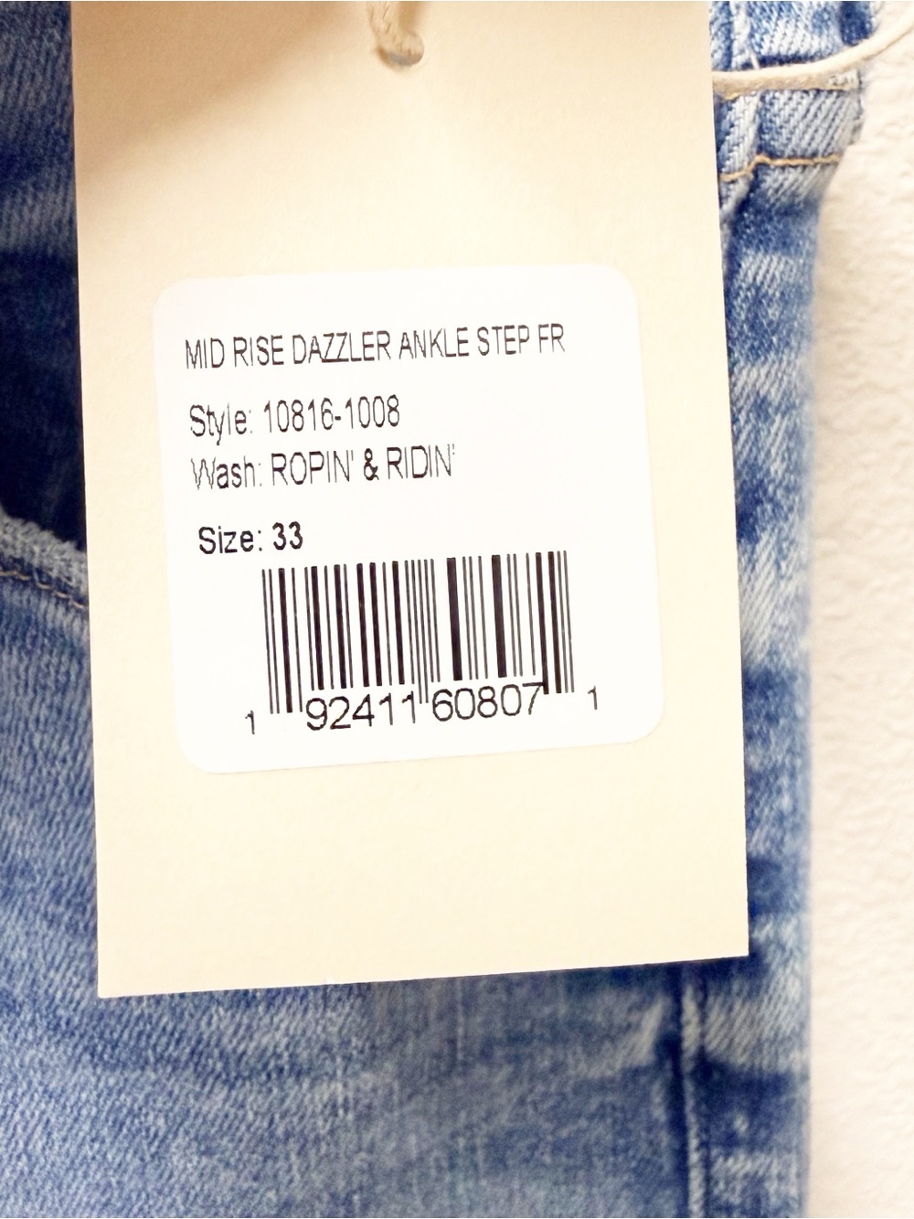 NEW MOTHER The Mid Rise Dazzler Ankle Step Fray Jeans Ropin’ N’ Ridin’ 33 NWT - Picture 4 of 11